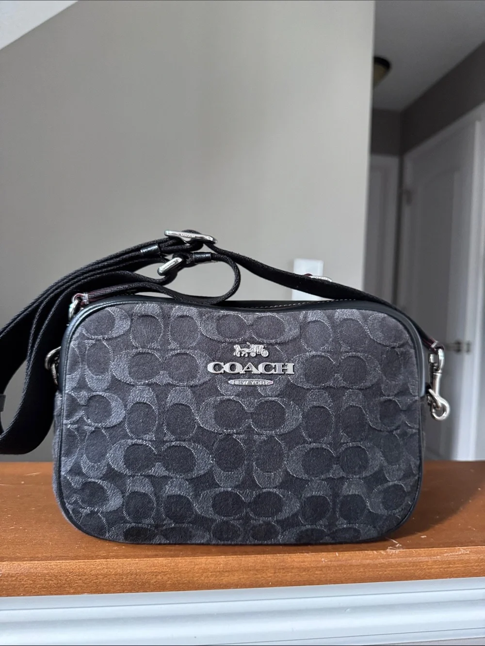 Coach Black Signature Jacquard Messenger Bag